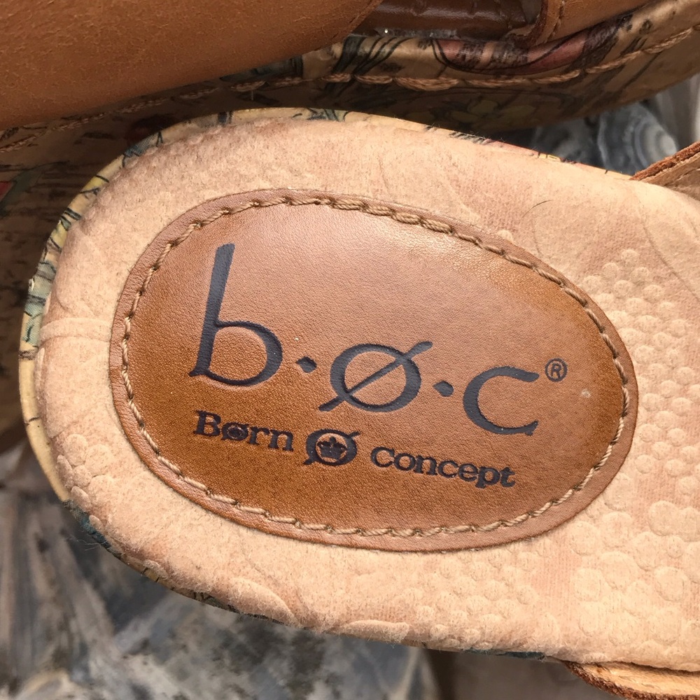 b.o.c. Tan Leather Open-Toe Wedge Mules - Picture 4 of 16